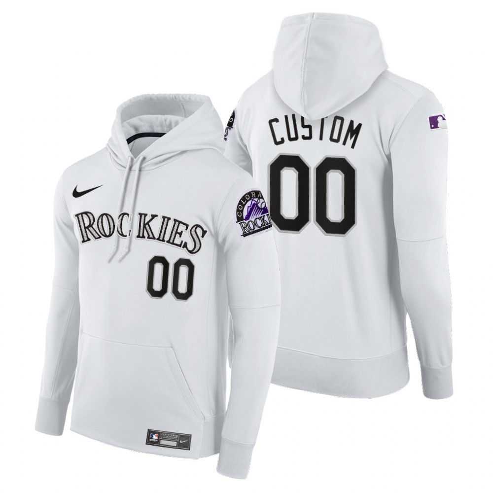 Men Colorado Rockies 00 Custom white home hoodie 2021 MLB Nike Jerseys